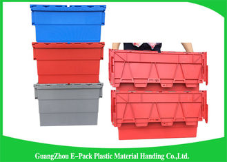 Red Plastic Attached Lid Containers / 43L Plastic Storage Bins