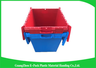 Solid Moving Plastic Attached Lid Containers , 50kgs Security Plastic Bins With Lids