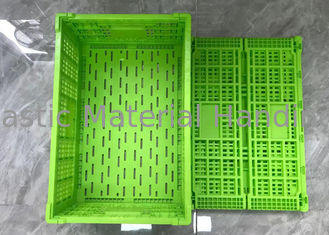 Green Turnover Foldable Plastic Crates With Mesh Base Light Weight