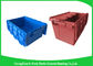 Warehouse Nestable Plastic Tote Boxes / stackable bins with hinged lids