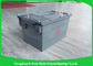 Customzied Plastic Moving Boxes For Warehouse , Attached Lid Totes