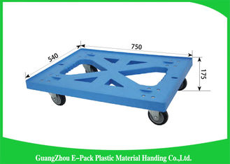 750 * 570 * 175mm Plastic Moving Dolly  Pallet  Heavy Duty Four Wheel 100% PP