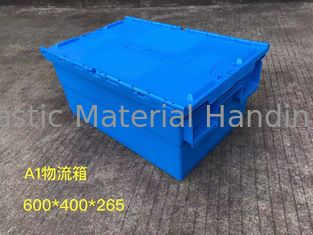 Theftproof 600*400mm Plastic Storage Totes With Hinged Lid