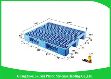 Double Sides 4 - Way Stackable Plastic Pallets , Plastic Skids Pallets 1200 X 1000mm