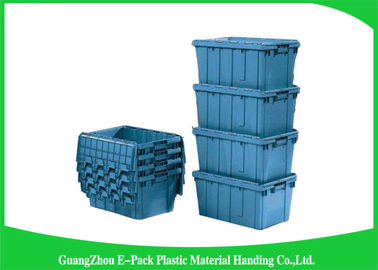 Light Weight Plastic Attached Lid Containers Moving Storage Nestable And Stackable