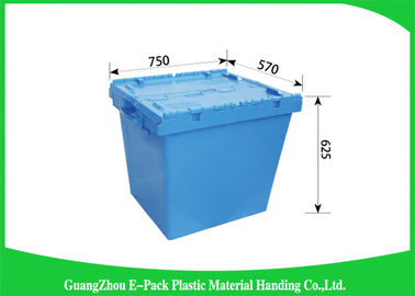 170L100% New Pp Heavy Duty Storage Bins , Plastic Box With Hinged Lid Space Saving
