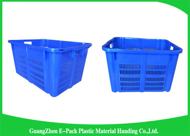 Health Blue Plastic Food Crates Big Capacity Easy Stacking Long Service Life
