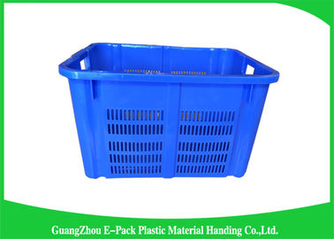 Health Blue Plastic Food Crates Big Capacity Easy Stacking Long Service Life