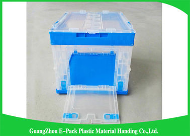 Big Capacity Collapsible Plastic Storage Bins , Folding Storage Crates Space Saving