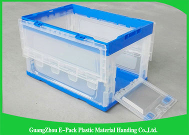 Big Capacity Collapsible Plastic Storage Bins , Folding Storage Crates Space Saving