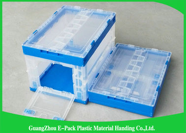 Solid Attached Lids Collapsible Plastic Containers Stocked For Supermarket