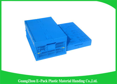 Collapsible Storage Crate With Attached Lids , Portable Plastic Folding Storage Boxes