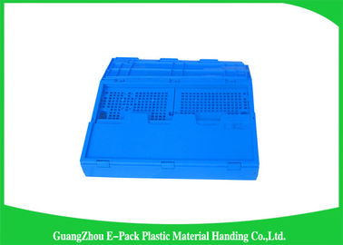 Collapsible Storage Crate With Attached Lids , Portable Plastic Folding Storage Boxes