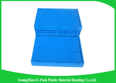 Collapsible Storage Crate With Attached Lids , Portable Plastic Folding Storage Boxes