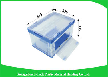 Big Capacity Collapsible Plastic Storage Bins , Folding Storage Crates Space Saving