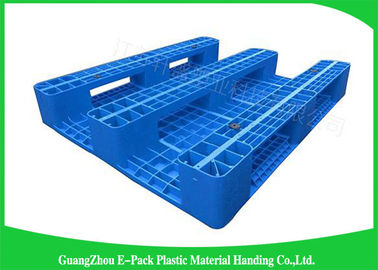1200 * 800mm Blue Plastic Pallets With Three Runners , Plastic Skids Pallets Virgin HDPE