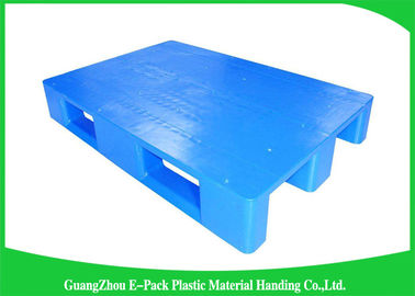 1200 * 800mm Blue Plastic Pallets With Three Runners , Plastic Skids Pallets Virgin HDPE