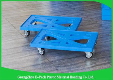 Flat Blue Plastic Moving Dolly Four Wheels 100% PP Materials For Industrial