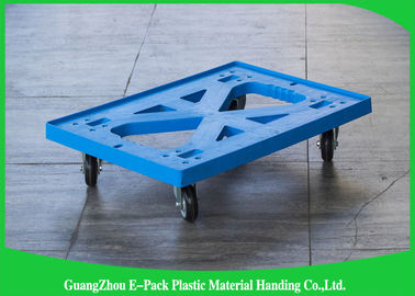 Flat Blue Plastic Moving Dolly Four Wheels 100% PP Materials For Industrial