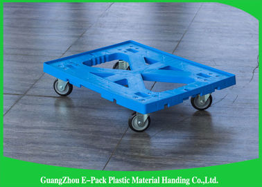 Flat Blue Plastic Moving Dolly Four Wheels 100% PP Materials For Industrial