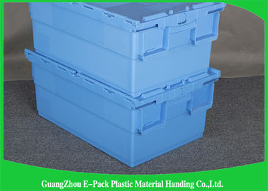 Foldable Large Distribution Plastic Attached Lid Containers Environmental Protection Blue