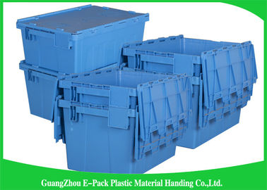 Colored Logistic  Plastic Attached Lid Containers Easy Stacking Long Service Life