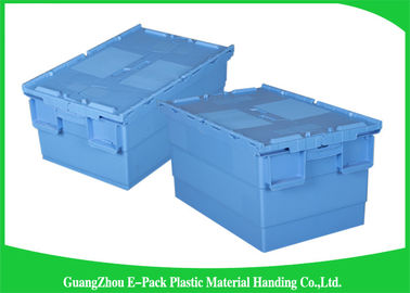 Economic Plastic Food Storage Plastic Boxes , Supermarkets Attached Lid Distribution Containers