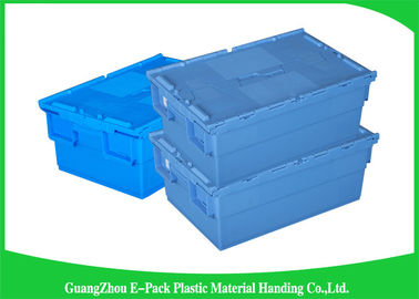 Economic Plastic Food Storage Plastic Boxes , Supermarkets Attached Lid Distribution Containers