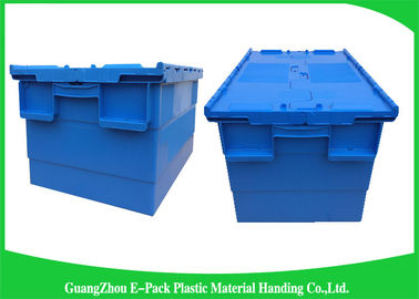Recyclable 60L Plastic Attached Lid Containers Blue Customized For Agriculture