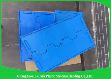 Recyclable 60L Plastic Attached Lid Containers Blue Customized For Agriculture