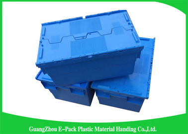 Recyclable 60L Plastic Attached Lid Containers Blue Customized For Agriculture