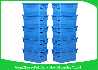 Packaging  Logistic Big Plastic Containers , Distribution Tote With Hinged Lid Rentable Moving