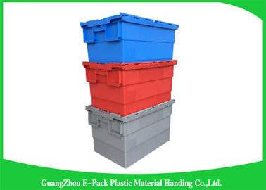 Industrial Plastic Attached Lid Containers , 600*400mm Assorted Height