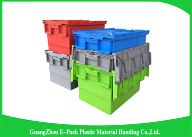 Industrial Plastic Attached Lid Containers , 600*400mm Assorted Height