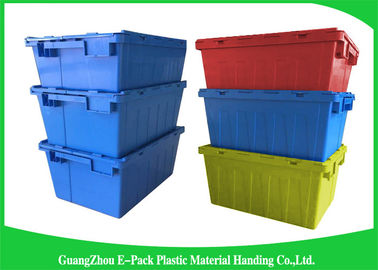 Customzized Plastic Moving Boxes Attached Lid Containers For Warehouse