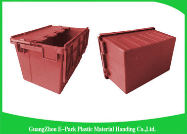 Warehouse Nestable Plastic Tote Boxes / stackable bins with hinged lids
