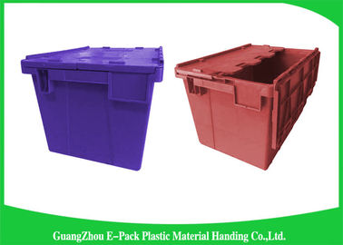Warehouse Nestable Plastic Tote Boxes / stackable bins with hinged lids