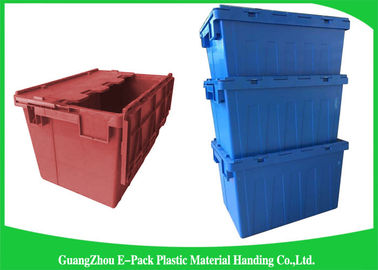 Warehouse Nestable Plastic Tote Boxes / stackable bins with hinged lids