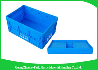 55L Supermarket Transport collapsible plastic storage bins / folding storage crates