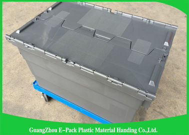 Durable Plastic Storage Bins With Lids / Attached Lid Distribution Containers