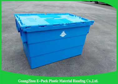 Packaging Distribution Totes With Hinged Lid , Logistic Big Plastic Containers