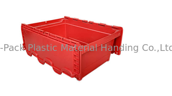 Impact Resistant PP Plastic Attached Lid Containers Standard Toteboxes 600x400mm Customized Color and Large Logo Printing for Loading