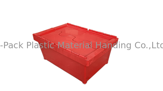 Impact Resistant PP Plastic Attached Lid Containers Standard Toteboxes 600x400mm Customized Color and Large Logo Printing for Loading