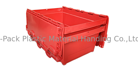 Impact Resistant PP Plastic Attached Lid Containers Standard Toteboxes 600x400mm Customized Color and Large Logo Printing for Loading