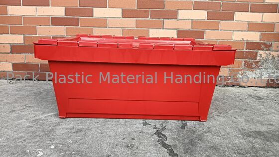 Impact Resistant PP Plastic Attached Lid Containers Standard Toteboxes 600x400mm Customized Color and Large Logo Printing for Loading
