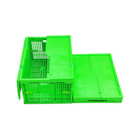 Customized Green PP Plastic Folding Crate Mesh Body + Solid Bottom