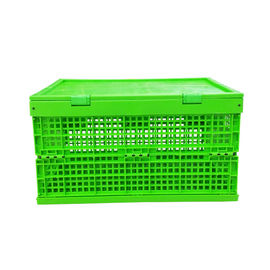 Customized Green PP Plastic Folding Crate Mesh Body + Solid Bottom