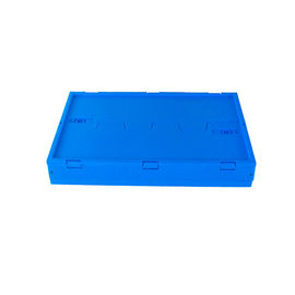 Attached lids Plastic Collapsible Crates 600*400*265 mm Solid Bottom Mesh Body
