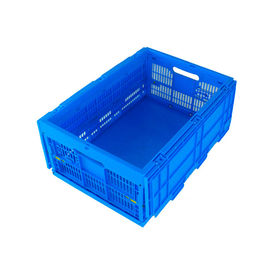 Attached lids Plastic Collapsible Crates 600*400*265 mm Solid Bottom Mesh Body
