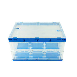 650*440 mm Series Plastic Collapsible Tote Boxes Attached Lids Stacking
